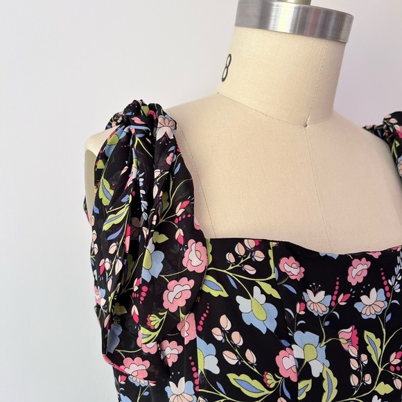 Nanette Lepore Floral Midi Dress - Black and Pink - Picture 5 of 8